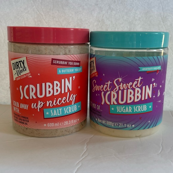 LOT OF 2 Dirty Works Scrub Salts Scrubbin’ Up Nicely Salt  + Sweet Sweet Sugar - Picture 3 of 6